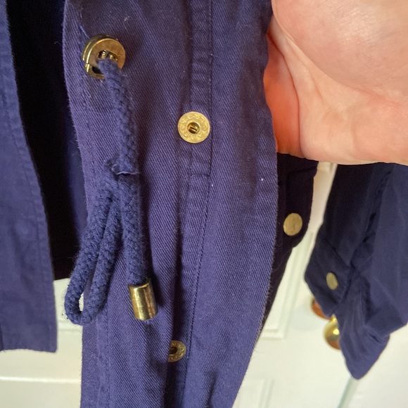 Blue Utility Style Jacket With Waist Drawcord! Francesca’s Size Large - Picture 6 of 7